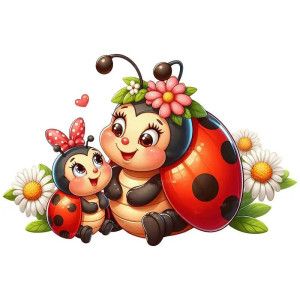 Adesivo Coccinella "Primavera Radiosa" - Decorazione Floreale