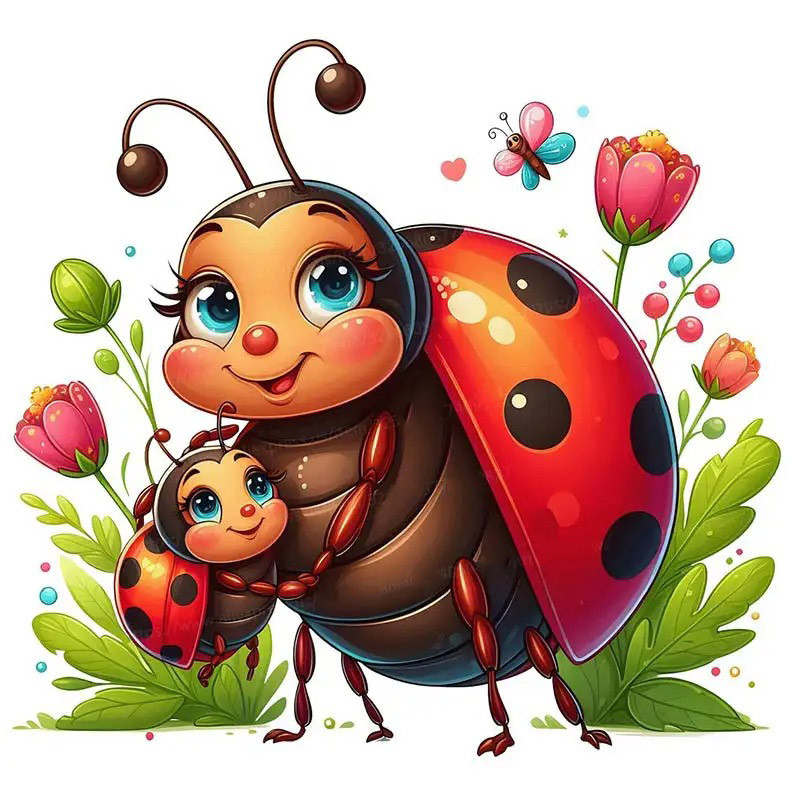 Sticker Coccinella Ape Ali Pastello | Decorazione Originale