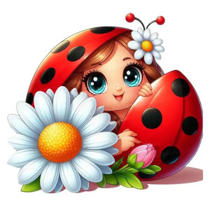 Adesivo Murale Coccinella "Dolcezza Floreale" | Decorazione