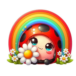 Adesivo Coccinella Arcobaleno Fatato – Magico & Resistente