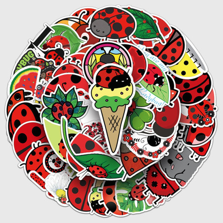 Set 50 Sticker Coccinella Fatata – Colorati & Impermeabili