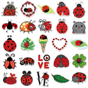 Adesivi Coccinella Creativi - Set da 50 Pezzi Unici e Colorati