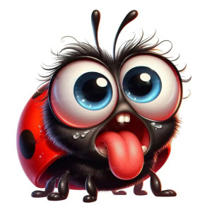 Adesivo Coccinella con Linguaccia - Sticker Divertente Originale