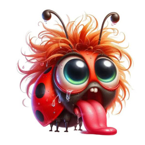 Adesivo Coccinella Scapigliata - Sticker Stravagante e Divertente