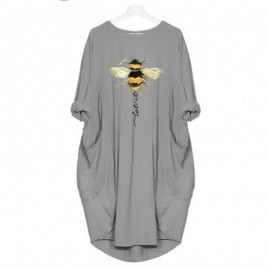 T-Shirt Long Abeille pour Femme avec 2 poches Let it Bee couleur gris