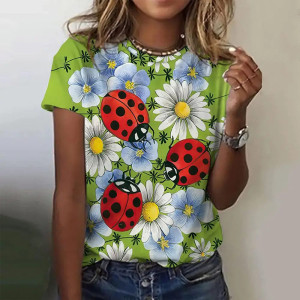 T-shirt Donna Coccinelle & Fiori 'Doodle Primaverile' | Cotone
