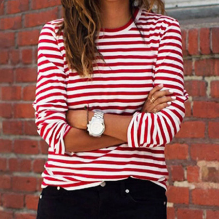 T-shirt Donna Coccinella a Righe Nautiche | Morbido Cotone