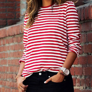 T-shirt Donna Coccinella a Righe Nautiche | Morbido Cotone