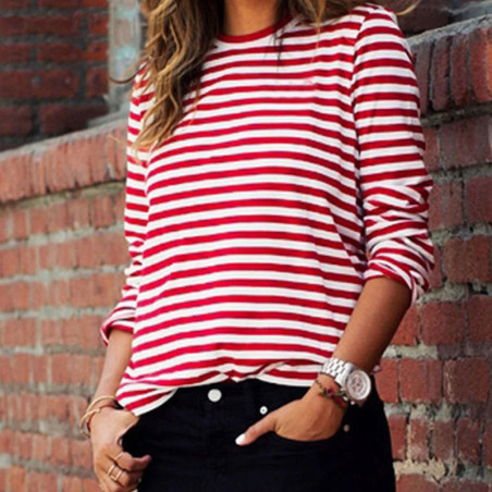 T-shirt Donna Coccinella a Righe Nautiche | Morbido Cotone