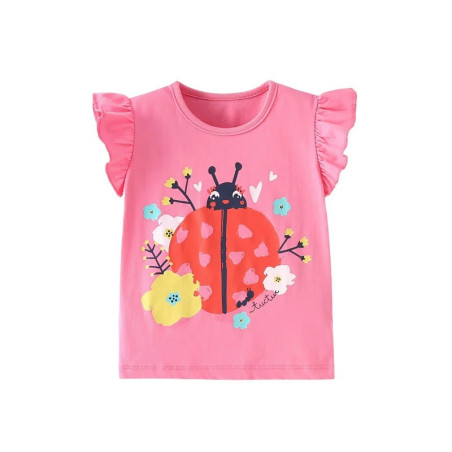 T-shirt 'Giardino Incantato' - Coccinella & Fiori - 100% Cotone