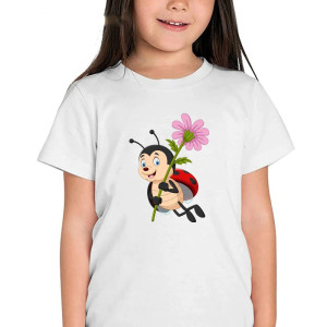 T-shirt Bambina Coccinella - Giardino Fiorito - Cotone Morbido