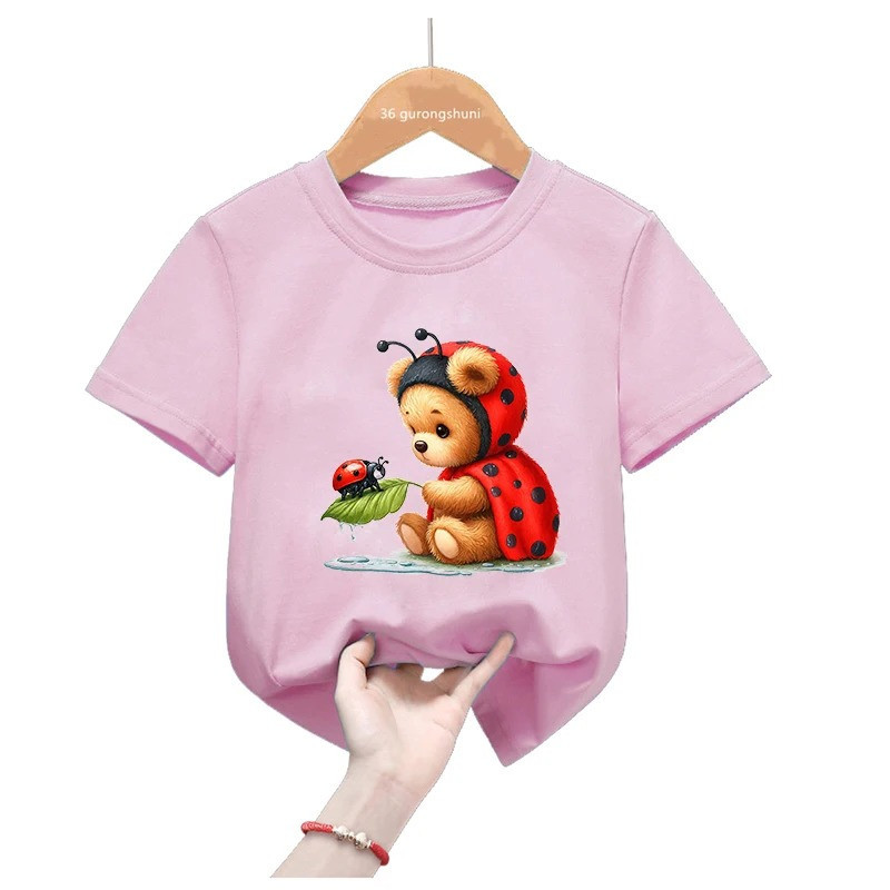 T-shirt "Coccinella Curiosa" Bambino - 100% Cotone - 2 Colori