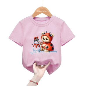 Maglietta Bambino Coccinella Autunnale | 100% Cotone | Idea Regalo