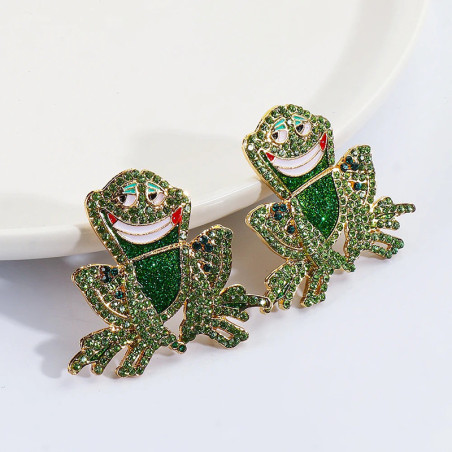 Orecchini Rana con Strass - Gioiello Scintillante ed Elegante