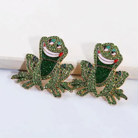 Orecchini Rana con Strass - Gioiello Scintillante ed Elegante