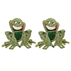 Orecchini Rana con Strass - Gioiello Scintillante ed Elegante