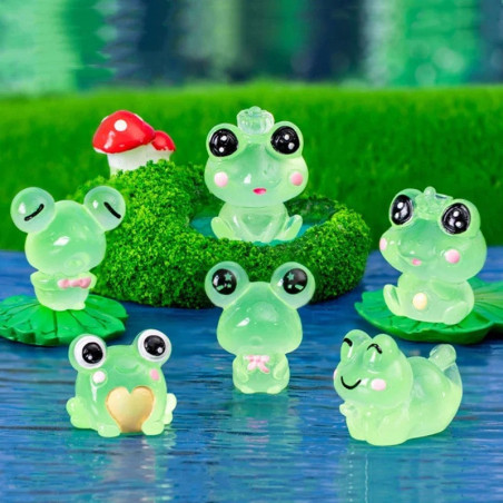 Mini Statuine di Rane Luminose | Set da 6 in Resina | Idea Regalo