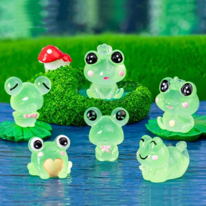 Mini Statuine di Rane Luminose | Set da 6 in Resina | Idea Regalo