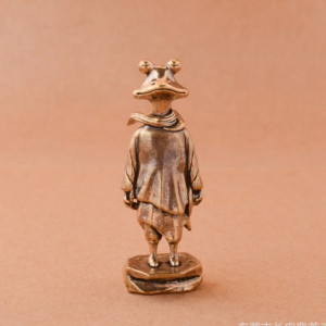 Statuetta Rana Zen | Scultura in Rame Patinato | Idea Regalo