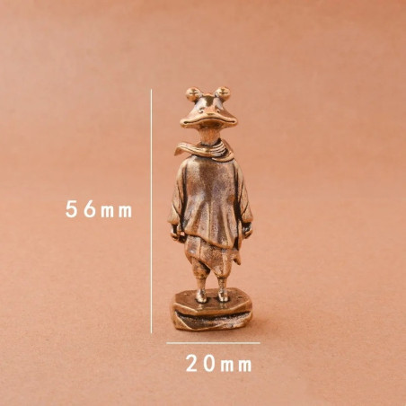Statuetta Rana Zen | Scultura in Rame Patinato | Idea Regalo