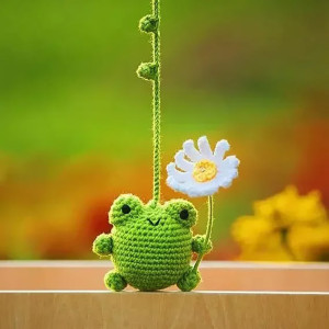 Pendente Rana con Fiore | Fatto a Mano Uncinetto | Idea Regalo