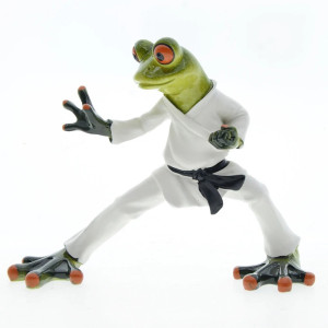 Statuetta Rana Karateka – Figurina Resina Cintura Nera Karatè