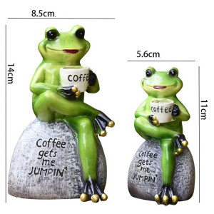 Statuetta Rana Risveglio al Caffè – Figurina Resina (S o M)