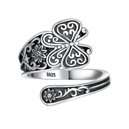 Anello Farfalla Cuore d'Argento in Argento 925 | 1001ABEILLES