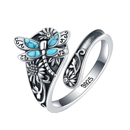 Anello Libellula Laguna Incantata in Argento 925 & Turchese