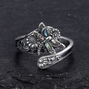 Anello Libellula Argento 925 con Ali Mistiche | 1001ABEILLES