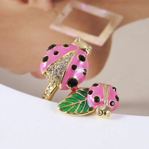 Anello Coccinella Rosa in Argento 925 – Giardino Incantato