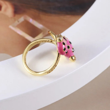 Anello Coccinella Rosa in Argento 925 – Giardino Incantato