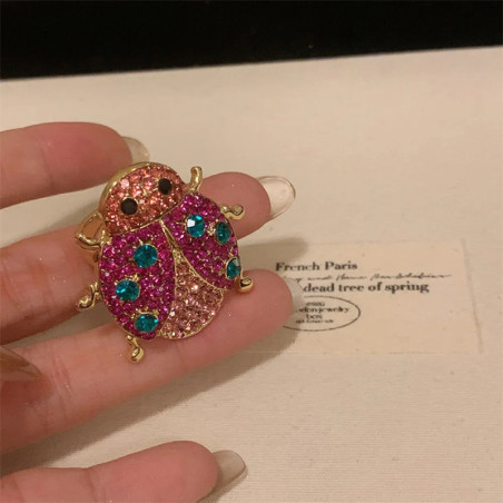 Anello Coccinella Bigiotteria Rosa e Turchese – Scintille Gioiose
