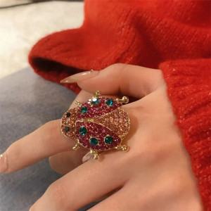 Anello Coccinella Bigiotteria Rosa e Turchese – Scintille Gioiose