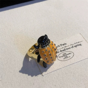 Anello Coccinella Gialla Donna | Gioiello Originale Regolabile