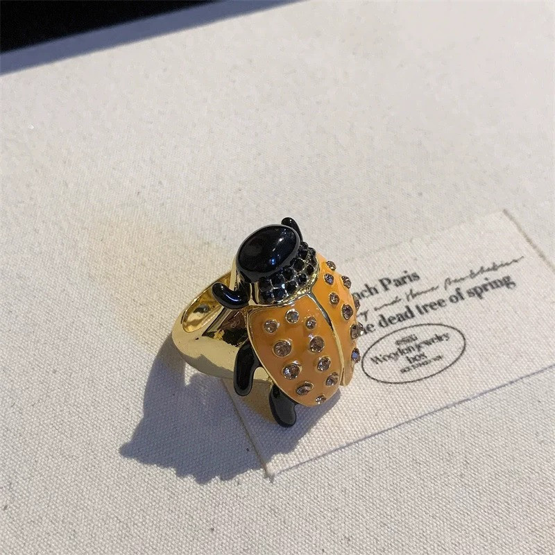 Anello Coccinella Gialla Donna | Gioiello Originale Regolabile