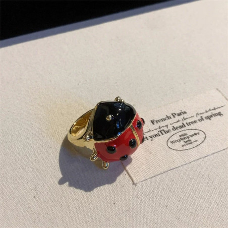 Anello Coccinella Rossa Portafortuna – Rugiada Scintillante