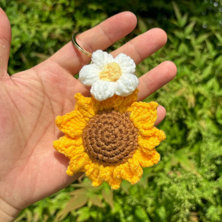 Portachiavi Fiore e Girasole Fatto a Mano – Duo Uncinetto Ape