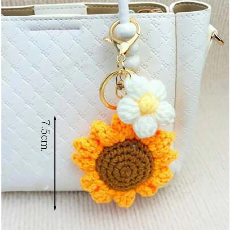 Portachiavi Fiore e Girasole Fatto a Mano – Duo Uncinetto Ape