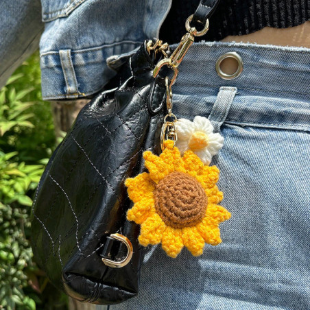 Portachiavi Fiore e Girasole Fatto a Mano – Duo Uncinetto Ape