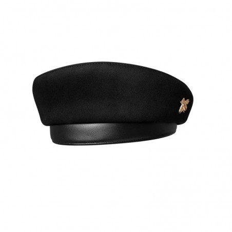 Béret en daim pour femme haut de gamme avec abeille noir coté