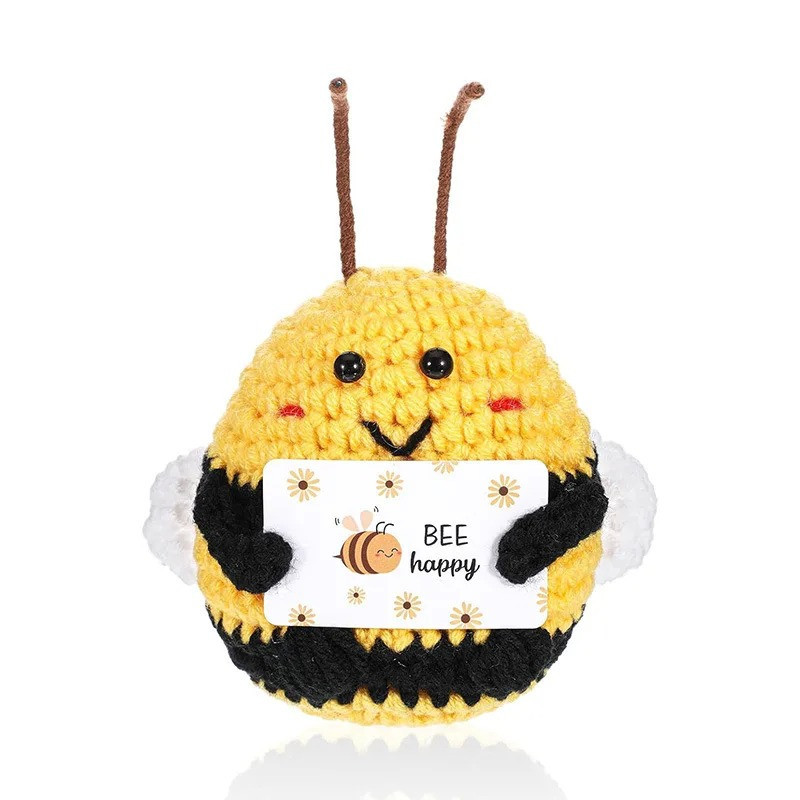 Ape Portamessaggio "Bee Happy" – Peluche Uncinetto Fatto a Mano