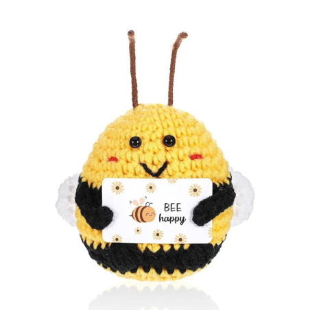 Ape Portamessaggio "Bee Happy" – Peluche Uncinetto Fatto a Mano