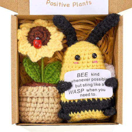 Cofanetto Ape Positiva Fatto a Mano – Ape & Fiore all'Uncinetto