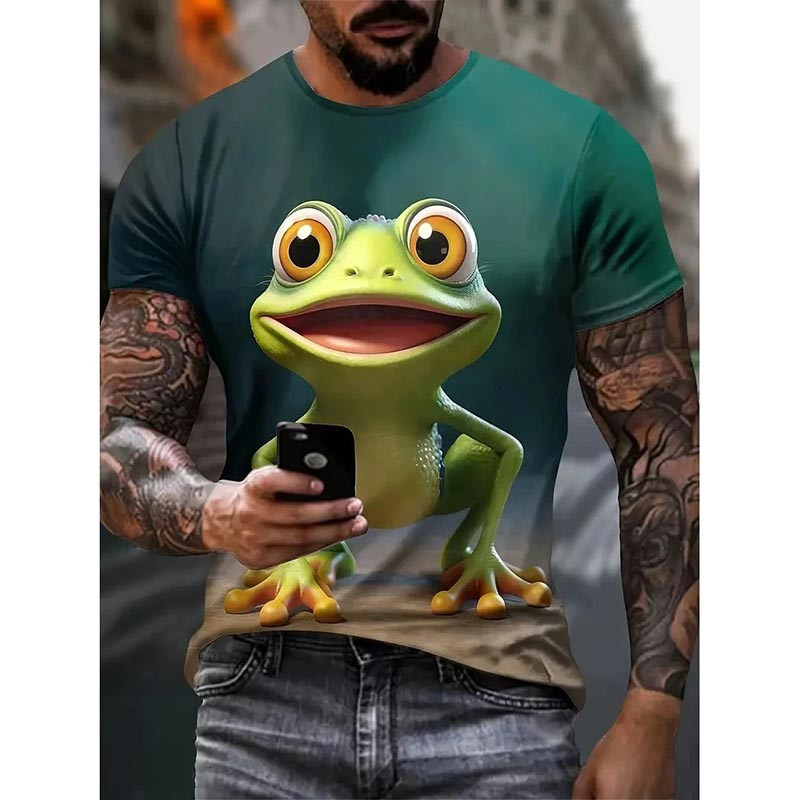 T-shirt Rana Felice – Look Divertente e Stampa 3D Originale