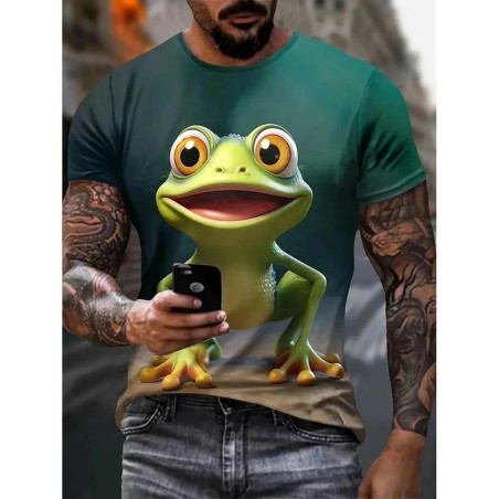 T-shirt Rana Felice – Look Divertente e Stampa 3D Originale