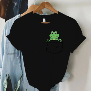 T-shirt Rana Curiosa in Tasca | Design Originale e Carino