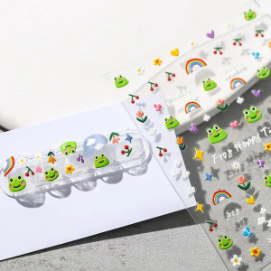 Adesivi 3D Rana Happy Time | Foglio di Sticker Kawaii in Rilievo