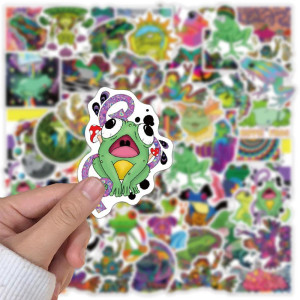 Adesivi Rana Psichedelica | 50 Sticker Trippy & Neon
