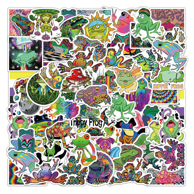 Adesivi Rana Psichedelica | 50 Sticker Trippy & Neon